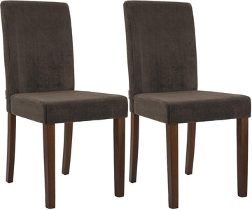 2-delige set Ina eetkamerstoelen met ribstof | Kleur: Bruin | Afmetingen: 41x47x91 cm