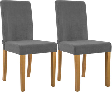 2-delige eetkamerstoelen Ina met corduroy | Kleur: Grijs | Afmetingen: 41x47x91 cm