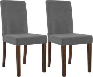 2-delige Ina eetkamerstoelenset met ribstof | Kleur: grijs | Afmetingen: 41x47x91 cm