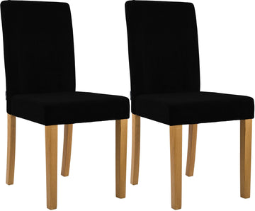 2-delige set Ina eetkamerstoelen met ribstof | Kleur: Zwart | Afmetingen: 41x47x91 cm