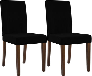 2-delige Ina eetkamerstoelenset met ribstof | Kleur: Zwart | Afmetingen: 41x47x91 cm