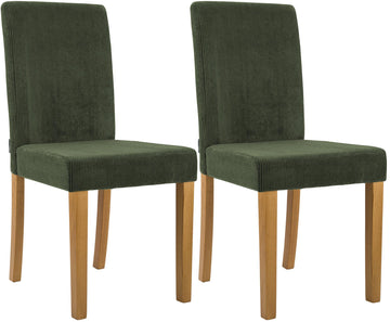 2-delige set Ina eetkamerstoelen met corduroy | Kleur: groen | Afmetingen: 41x47x91 cm