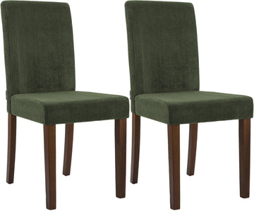 2-delige Ina eetkamerstoelenset met corduroy | Kleur: Groen | Afmetingen: 41x47x91 cm