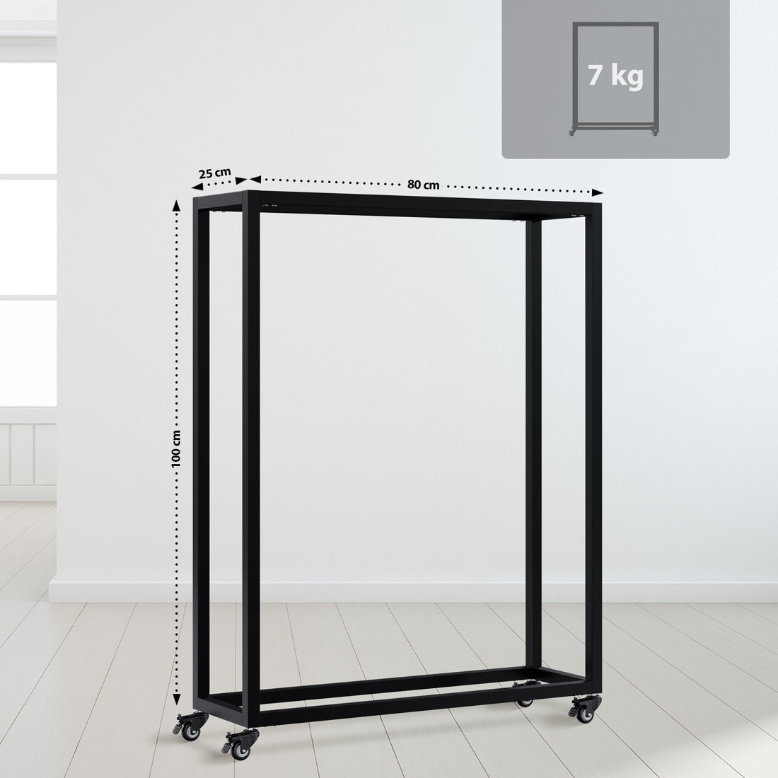 Houtopslag Hilta op wielen - Haardhoutrek | Kleur: zwart | Afmetingen: 80x25x100 cm
