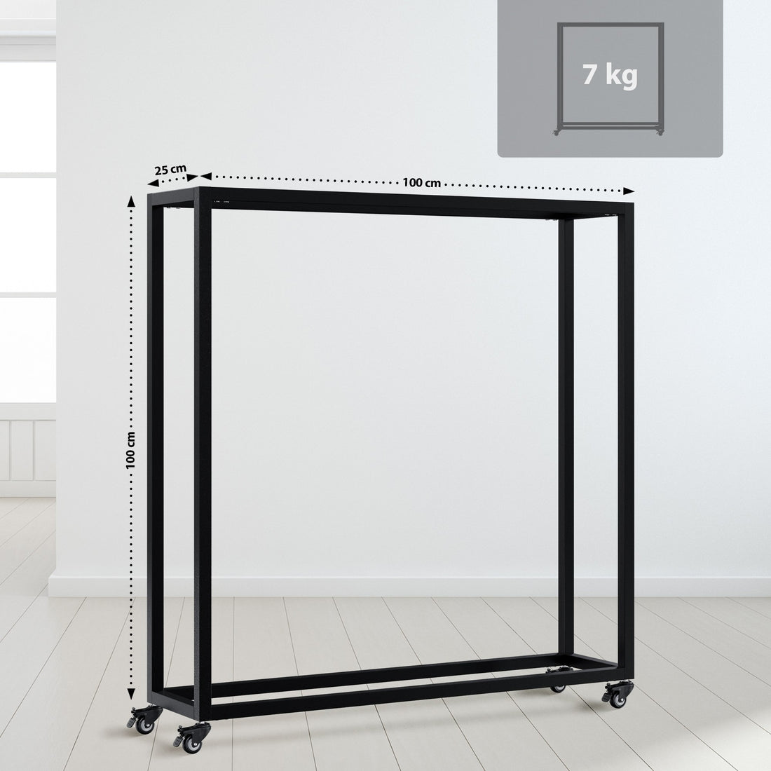 Houtopslag Hilta - Haardhoutrek op wielen | Kleur: zwart | Afmetingen: 100x25x100 cm