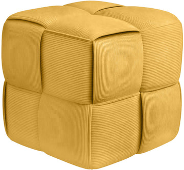 Poef Forinta Cord - Ribstof | Kleur: Geel | Afmetingen: 40x40x40 cm