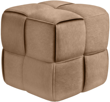 Poef Forinta Cord | Kleur: Taupe | Afmetingen: 40x40x40 cm
