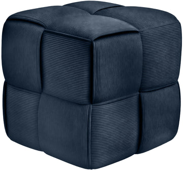 Poef Forinta Cord - Donkerblauwe ribstof | Kleur: donkerblauw | Afmetingen: 40x40x40 cm