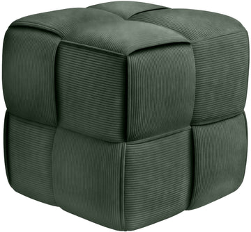 Poef Forinta Cord - Groene corduroy poef | Kleur: donkergroen | Afmetingen: 40x40x40 cm