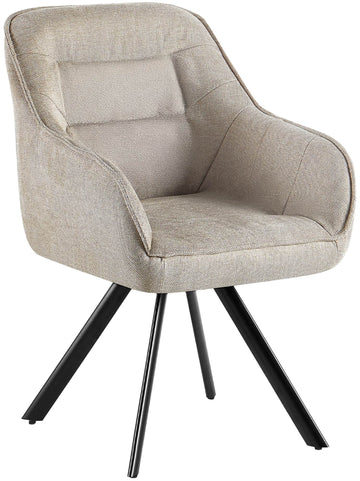 Eetkamerstoel Pettuli - Gestoffeerde draaistoel | Kleur: Creme | Afmetingen: 57x64x89 cm