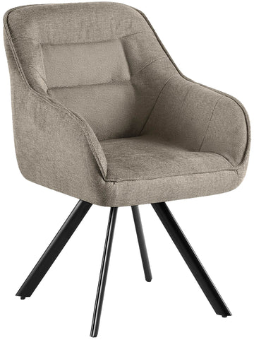 Eetkamerstoel Pettuli - Gestoffeerde draaistoel | Kleur: Taupe | Afmetingen: 57x64x89 cm