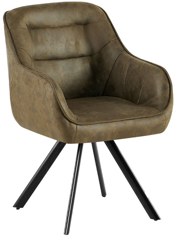 Eetkamerstoel Pettuli - Gestoffeerde draaistoel | Kleur: antiek/groen | Afmetingen: 57x64x89 cm