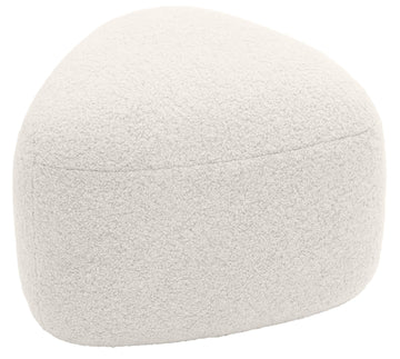 Poef Alfrisa - Ovale teddy poef | Kleur: Creme | Afmetingen: 52x48x32 cm