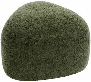 Poef Alfrisa - Ovale teddy poef | Kleur: Donkergroen | Afmetingen: 52x48x32 cm