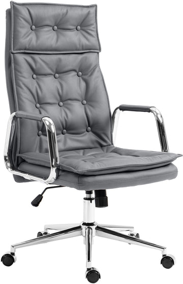 Bureaustoel Sotira Echtleer | Kleur: Grijs | Afmetingen: 60x65x111 cm