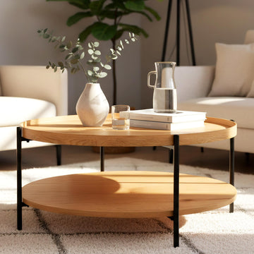 Salontafel Corbitan - Ronde houten salontafel | Kleur: natura | Afmetingen: 80x80x40 cm