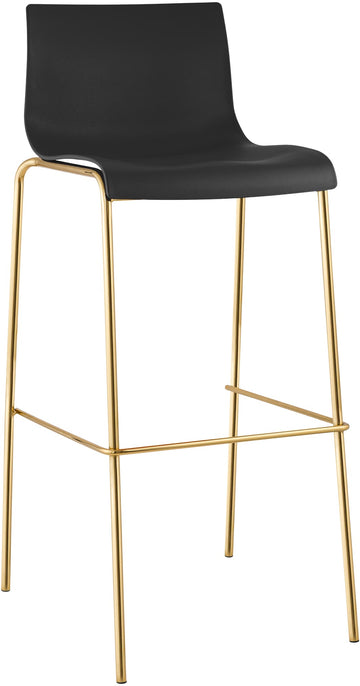 Barkruk Hover - Kunststof met goudlook frame | Kleur: zwart | Afmetingen: 43x48x100 cm