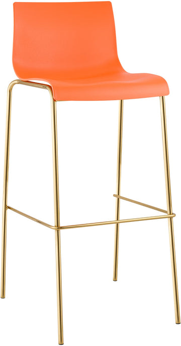 Barkruk Hover - Kunststof, gouden frame | Kleur: oranje | Afmetingen: 43x48x100 cm