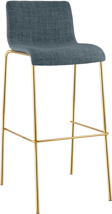 Barkruk Hover - Stoffen barkruk met goudlook frame | Kleur: Blauw | Afmetingen: 43x48x100 cm