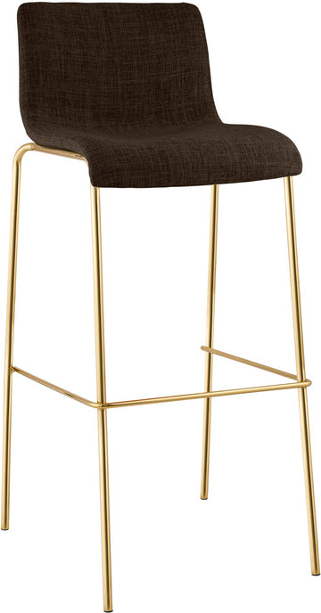 Barkruk Hover stof vierpootsonderstel goudlook | Kleur: bruin | Afmetingen: 43x48x100 cm