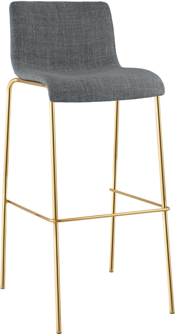 Barkruk Hover met stoffen zitting en goudlook frame | Kleur: licht grijs | Afmetingen: 43x48x100 cm