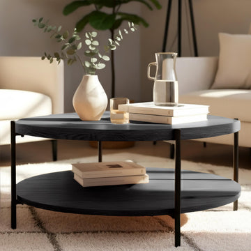 Salontafel Edduma met 2 tafelbladen | Kleur: grijs | Afmetingen: 80x80x40 cm