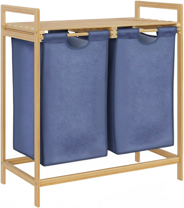 Wasmand Sussina met 2 waszakken en plank | Kleur: Natura | Afmetingen: 64x33x73 cm