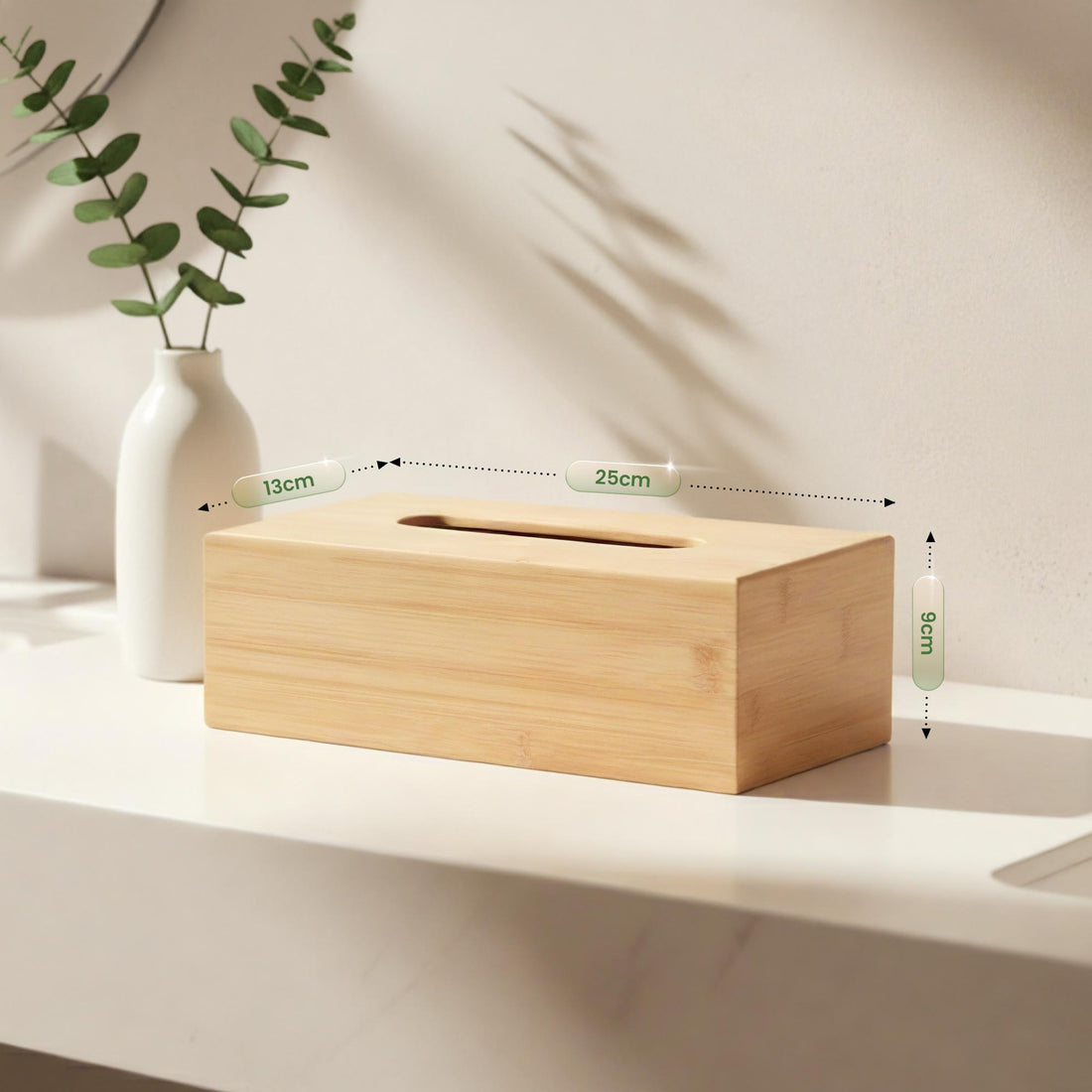 Tissue box Kalmia - Bamboe tissuehouder | Kleur: Natura | Afmetingen: 25x13x9 cm