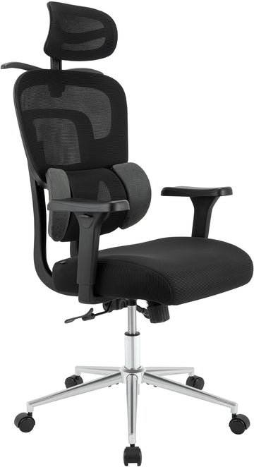 Bureaustoel Lothenda ergonomisch met hoofdsteun | Kleur: zwart | Afmetingen: 67x66x120 cm