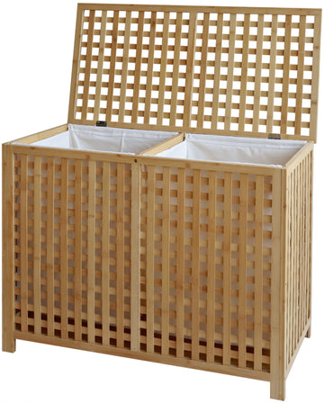 Wasmand Dorothea - Bamboe met 2 waszakken | Kleur: natura | Afmetingen: 88x46x68 cm