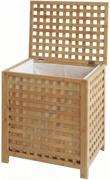 Wasmand Ronthy - Bamboe wasmand met waszak | Kleur: natura | Afmetingen: 52x39x55 cm