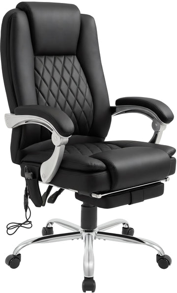 Bureaustoel Rubia met massage en voetensteun | Kleur: zwart | Afmetingen: 67x70x110 cm
