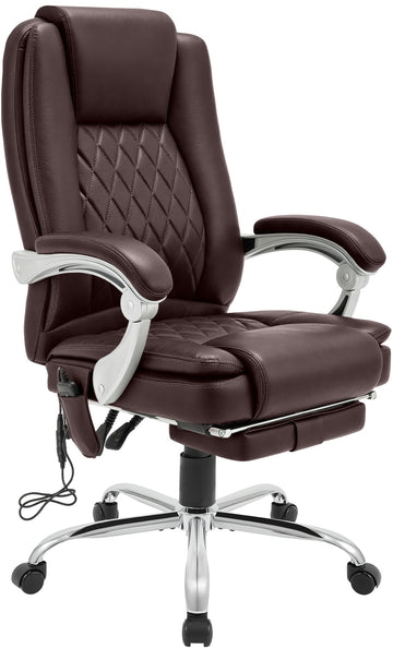 Bureaustoel Rubia met massage en verwarming | Kleur: bruin | Afmetingen: 67x70x110 cm