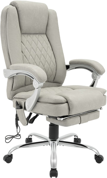 Bureaustoel Rubia - Ergonomisch met Massagefunctie | Kleur: Grijs | Afmetingen: 67x70x110 cm