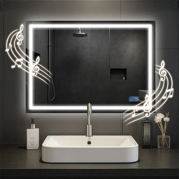 Badkamerspiegel Jaffrey met Bluetooth | Kleur: helder/glas | Afmetingen: 70x3.5x50 cm