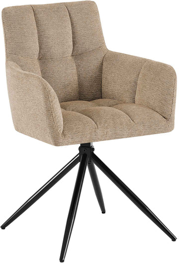 Eetkamerstoel Jonah stof met armleuningen | Kleur: licht bruin | Afmetingen: 59x59x87 cm