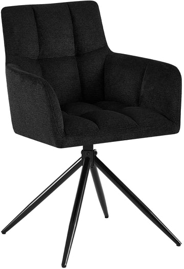 Eetkamerstoel Jonah stof met armleuningen | Kleur: zwart | Afmetingen: 59x59x87 cm