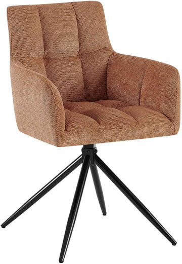 Eetkamerstoel Jonah stof - Comfortabele stoel met armleuningen | Kleur: Oranje | Afmetingen: 59x59x87 cm