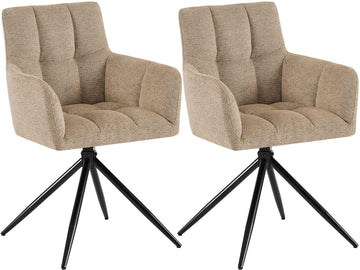 Set van 2 Eetkamerstoelen Jonah Stof | Kleur: licht bruin | Afmetingen: 59x59x87 cm