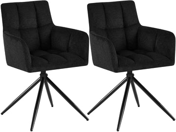 Set van 2 Eetkamerstoelen Jonah Stof | Kleur: zwart | Afmetingen: 59x59x87 cm