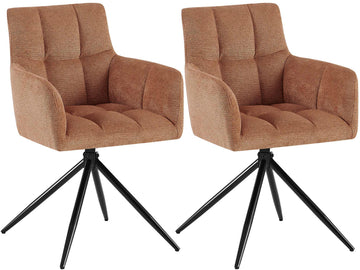 Set van 2 Eetkamerstoelen Jonah Stof | Kleur: Oranje | Afmetingen: 59x59x87 cm