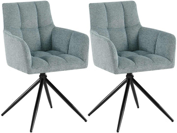 Set van 2 Eetkamerstoelen Jonah Stof | Kleur: Turkis | Afmetingen: 59x59x87 cm