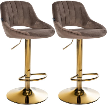 Set van 2 Milet fluwelen barkrukken | Kleur: Bruin | Afmetingen: 47x48x85 cm