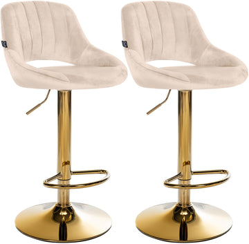 Set van 2 Barkrukken Milet Fluweel | Kleur: Creme | Afmetingen: 47x48x85 cm