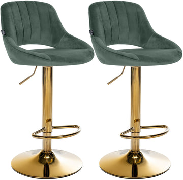 Set van 2 Milet fluwelen barkrukken | Kleur: Groen | Afmetingen: 47x48x85 cm
