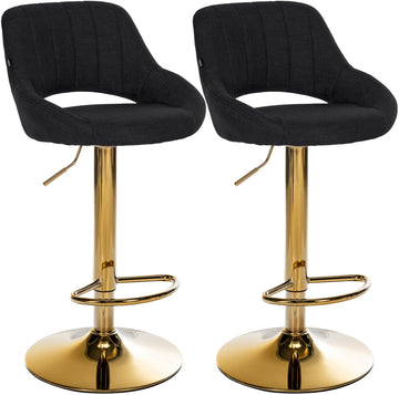Set van 2 Milet barkrukken - verstelbaar en draaibaar | Kleur: zwart | Afmetingen: 47x48x85 cm