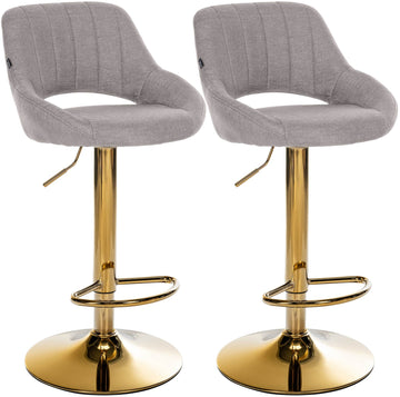 Set van 2 Milet barkrukken - Stoffen barstoelen | Kleur: Grijs | Afmetingen: 47x48x85 cm