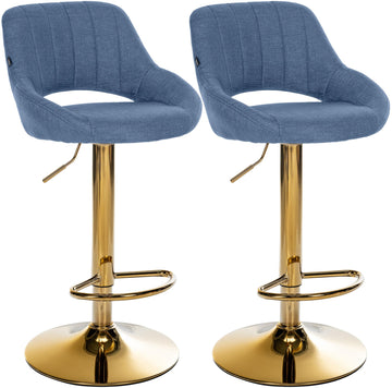 Set van 2 Milet barkrukken van stof | Kleur: blauw | Afmetingen: 47x48x85 cm