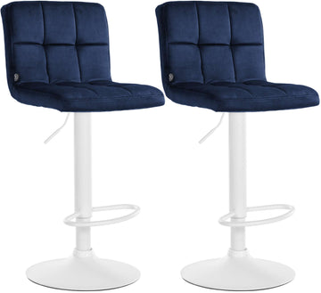 Set van 2 Barkrukken Peru Velvet | Kleur: Blauw | Afmetingen: 46x47x94 cm