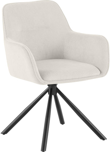 Eetkamerstoel Tipton met Corduroy Bekleding | Kleur: Creme | Afmetingen: 58x59x84 cm